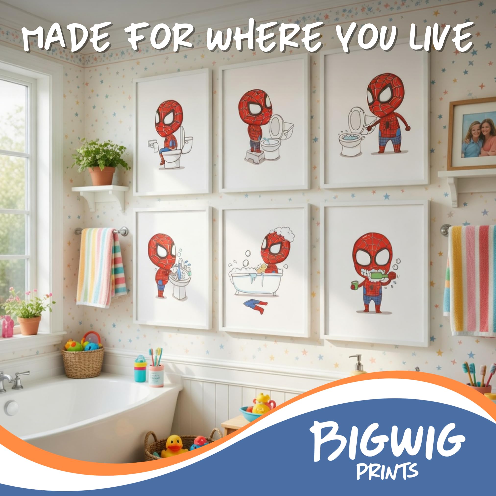 Amazon.co.jp: Bigwig Prints スパイダーマン スーパーヒーロー トイレ
